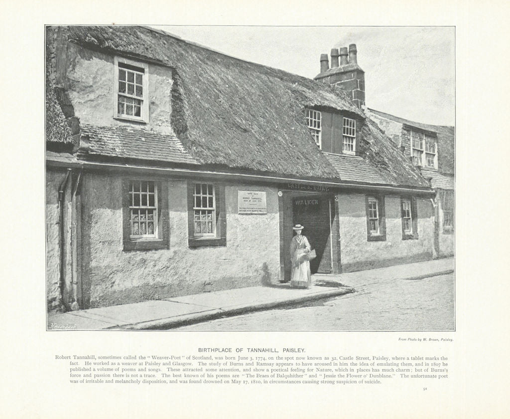 Birthplace of Tannahill, Paisley. Scotland 1900 old antique print picture